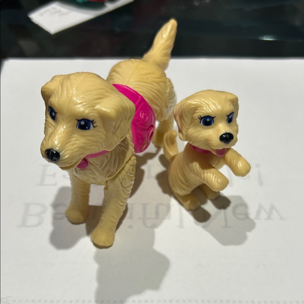 Yellow Dog Toy Set with Pink Accents set